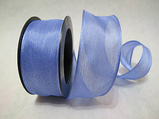 Стрічка з дротяним краєм 2.5 см Бузкова