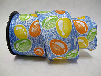 Стрічка для Пасхального декору з дротяним краєм 4 см