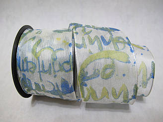 Стрічка з дротяним краєм 4 см Графіті