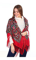 Красива Хустка З Бахромою Народна Червона. Українська Хустка