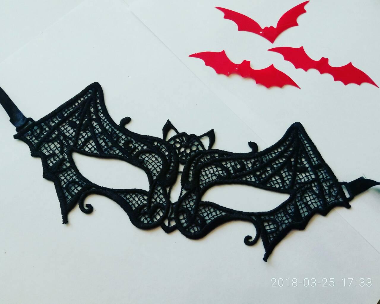 Маска мереживна, карнавальна чорна 02