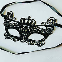 Ажурна жіноча маска на очі мереживна чорна 12