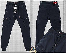 Модні підліткові джинси на хлопчика карго синього кольору