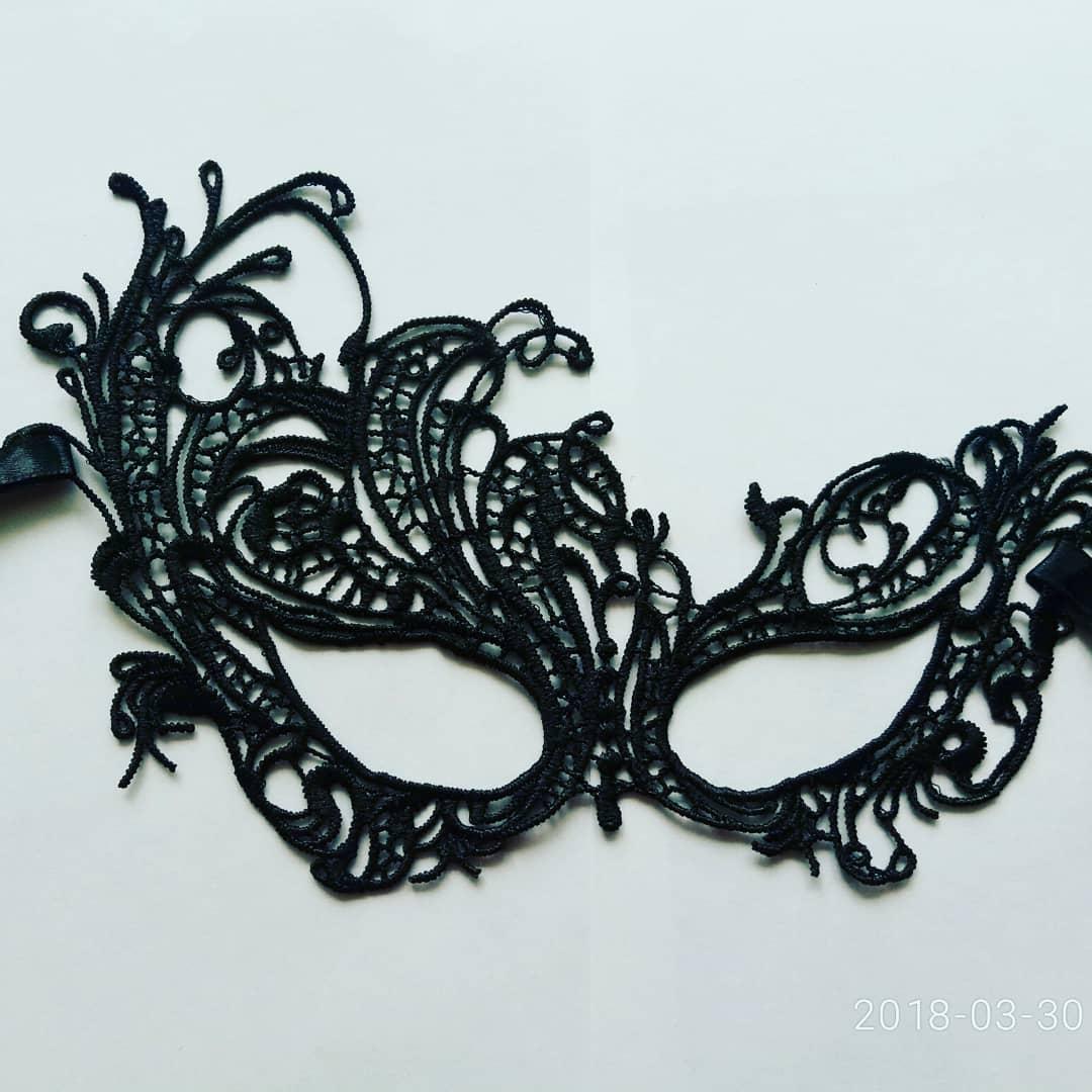 Маска мереживна, карнавальна чорна 07