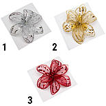 Ялинкова іграшка Квітка з органзи на кліпсі, 16 см, червоний, органза (780099-3), фото 2