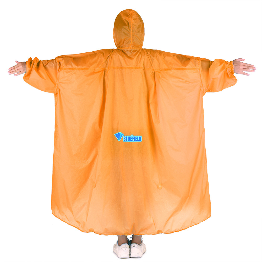 Дощовик пончо плащ-палатка накидка від дощу Bluefield nylon-silicone 15D помаранчевий
