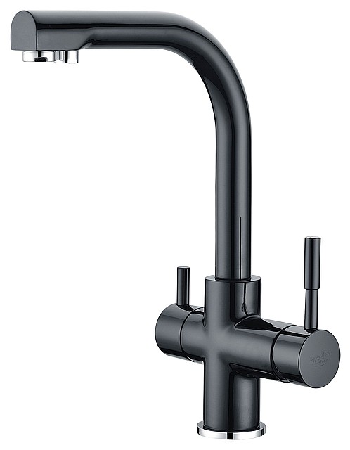 Змішувач Blue Water Alabama чорний емаль для кухні з каналом питної води 3 в 1