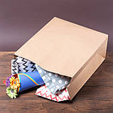 Крафт пакет з плоским дном 320*180*380 мм Паперові пакети для їжа на винос, фото 6