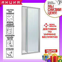 Душевая дверь в нишу раздвижная 80 см Devit Fresh bi-fold FEN9280 прозрачное стекло