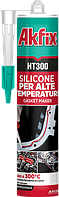 Силиконовый герметик Akfix HT300 черный термостойкий для ремонта автомобилей и герметизации печей
