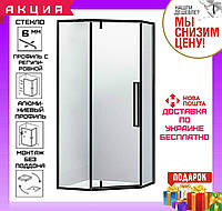 Пятиугольная душевая кабина 90x90 см дверь распашная Eger A LANY 599-552/1 Black без поддона профиль черный