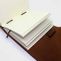 Шкіряний блокнот COMFY STRAP коричневий з ручкою В6 (17,6х13,5х3,5 см) ручна робота В лінію, фото 5