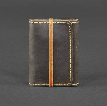 Шкіряний кард-кейс 1.1 (темно-коричневий з жовтогарячим)