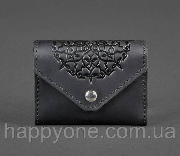 Шкіряний кард-кейс 3.0 з мандалою (чорний), фото 1