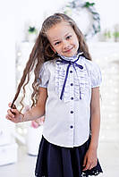 Школьная блузка Свит блуз мод. 2071к в голубом, короткий рукав р.122