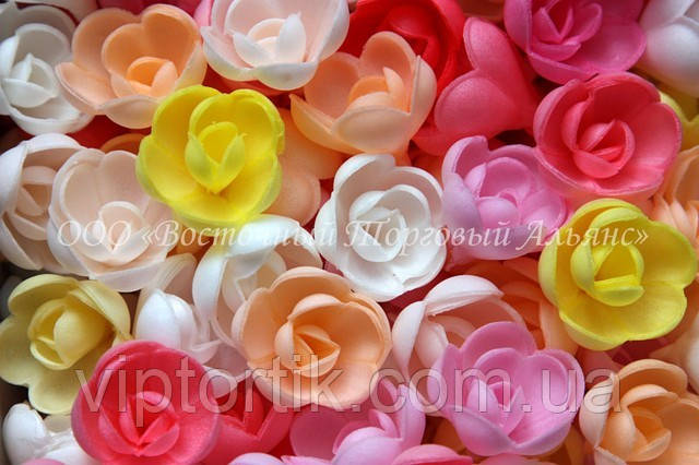 Вафельные цветы «Розы малые микс» - 1 шт. - фото 1 - id-p1217891