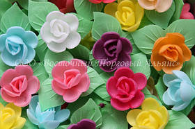 Вафельні квіти «Рози на трилиснику мікс» — 1 шт.
