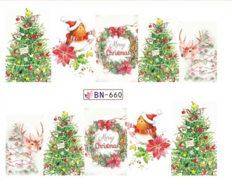 Новорічні наклейки на нігті BN-660, фото 1