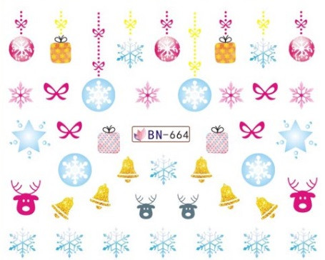 Новорічні наклейки на нігті BN-664, фото 1