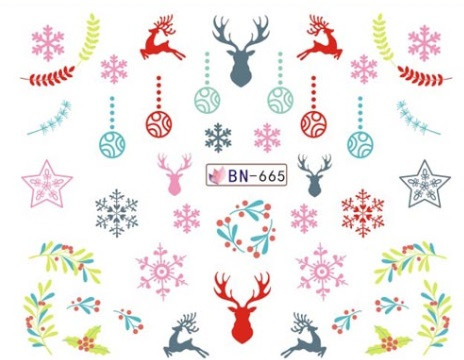 Новорічні наклейки на нігті BN-665, фото 1