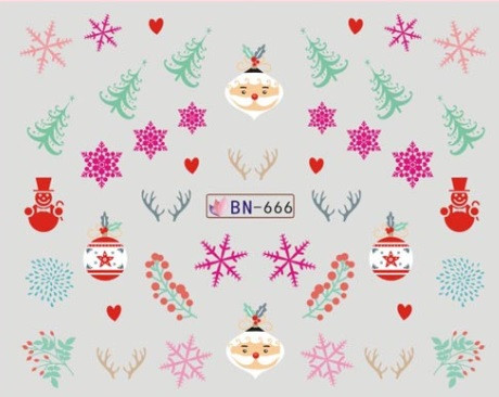 Новорічні наклейки на нігті BN-666, фото 1
