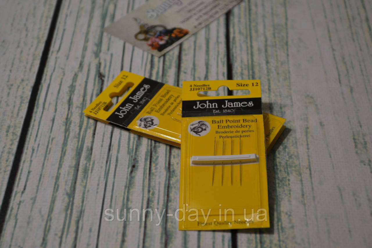 Голки для вишивання бісером John James No12, (укорочені, заокруглені), фото 1