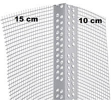 Кут пластиковий ПВХ з сіткою ширина сітки на кутах 10х15 см Вертекс (Чехія) довжина 2,5 метра