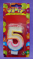Свічка цифра на торт "5" Party