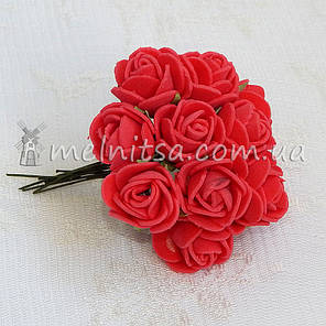 Букет трояндочок з фоамірану, 1,5-2 см, червоний, фото 2