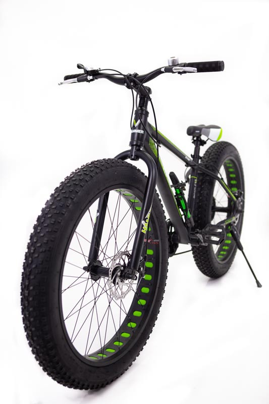 Fat Bike Гірський Велосипеди S800 HAMMER EXTRIME" Колеса 24'х4,0. Алюмінієва рама 14' Японія Shimano. Чорно-Зелений, фото 1