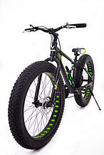 Fat Bike Гірський Велосипеди S800 HAMMER EXTRIME" Колеса 24"х4,0. Алюмінієва рама 14" Японія, Shimano. Чорно-Зелений