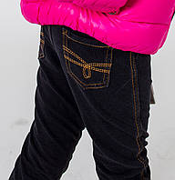 Стильные детские стрейчевые джинсы для девочки с оранжевой отстрочкой BRUMS Италия 143BGBM006 синий.Топ!