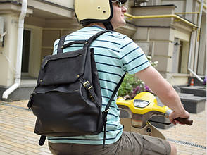 Рюкзак міської чоловічої ручної роботи "Trip" з натуральної шкіри Crazy Horse Чорний