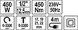 Гайковерт ударний мережевий 1/2", 450 Вт, YATO, фото 9