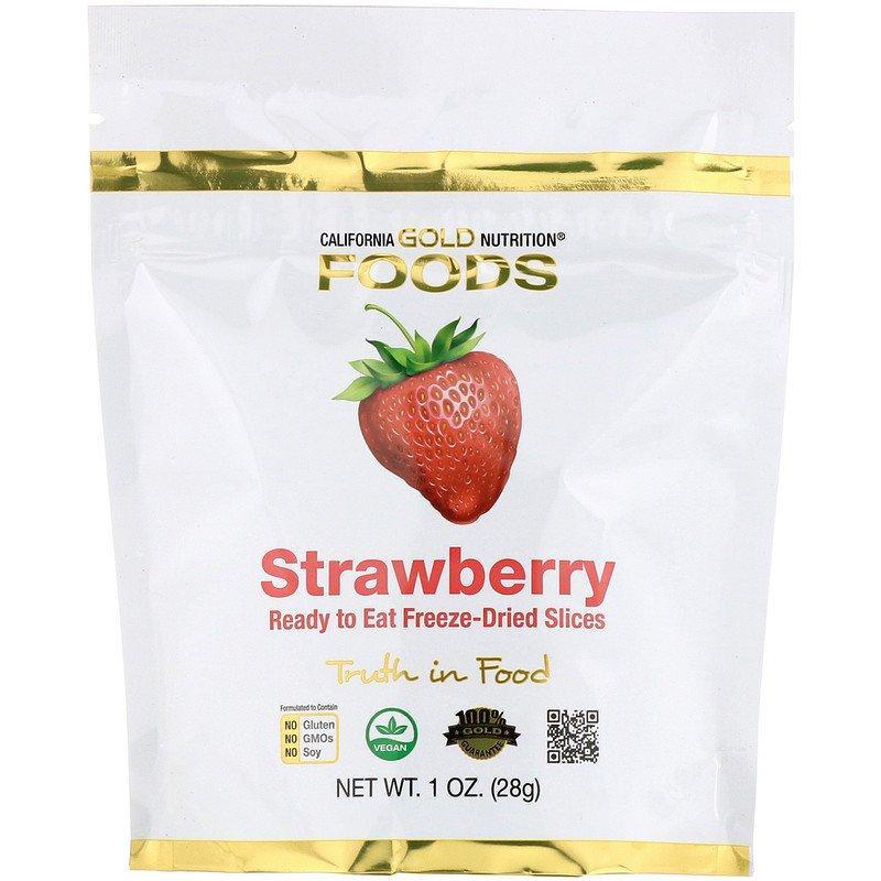 Полуниця California GOLD Nutrition "Freeze Dried Strawberry" сушені шматочки (28 г)