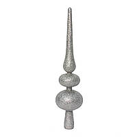 Елочное украшение - верхушка на елку, h-30 см, серебристый, глиттер, пластик (890018)