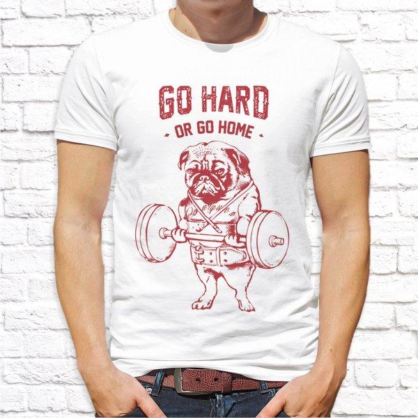 Чоловіча футболка зі спортивним принтом Пес "Go hard - or go home" Push IT