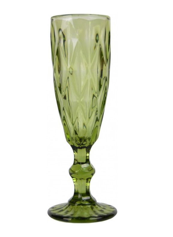 Набор стеклянных бокалов для шампанского 150 мл, цвет- зеленый 6 шт. - фото 1 - id-p1030286570