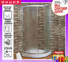 Душова кабіна 100x100 см з дрібним піддоном Keramac 8120 скло Fabric профіль сатин