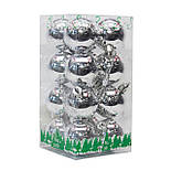 Набір ялинкових іграшок - міні-кулі, 16 шт, D4 см, сріблястий, глянець, пластик (890650), фото 3