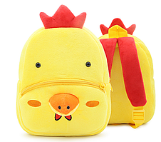 Дитячий рюкзак для малюків "Курча" жовтий хлопчикові дівчинці плюшевий велюровий ципа маленький унісекс