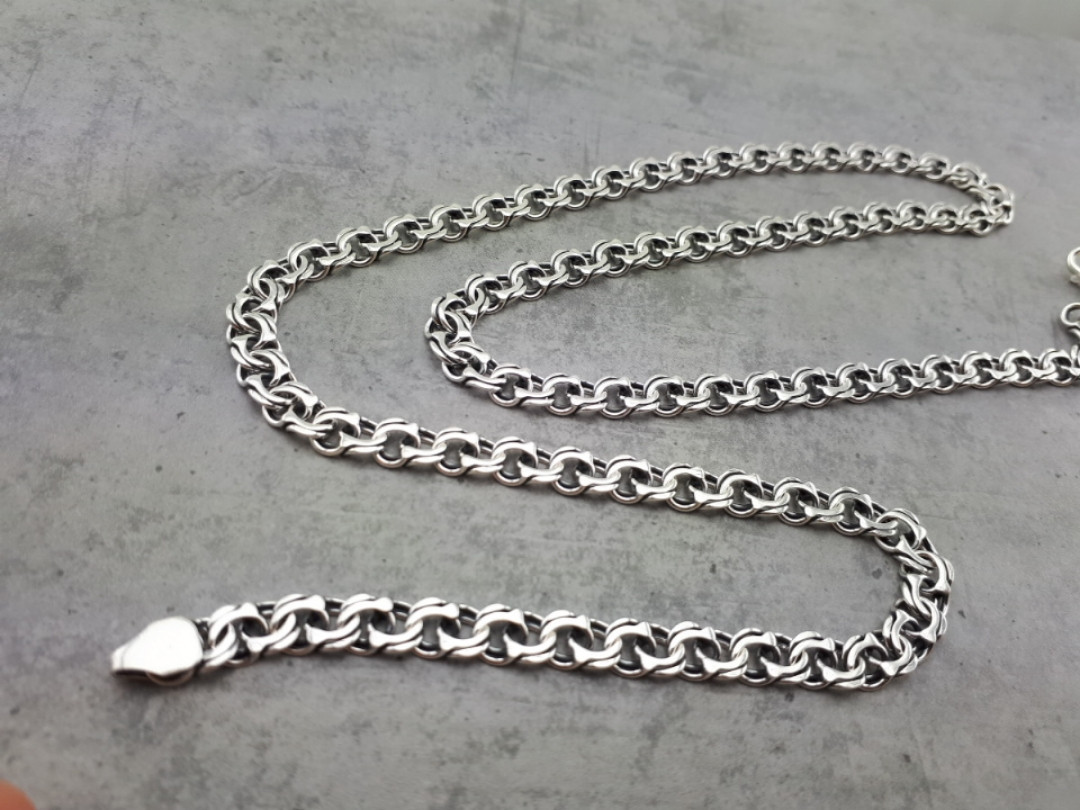 Хіт! срібний ланцюжок бісмарк. Ланцюг срібло ширина 5 мм. 60 см, фото 1