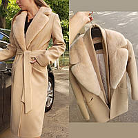 Женское кашемировое пальто с мехом норки. Перед заказом уточните наличие вашего размера