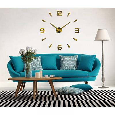 60-130 см, Годинник настінний 3d diy clock, кімнатний 3д годинник, стильні настінні годинники АРАБСЬКІ/СМУГИ 2018 GOLD