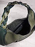614 Натуральна шкіра Об'ємна сумка жіноча зелена Шкіряна сумка-мішок Оливка шкіряна сумка на плече хобо, фото 4