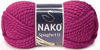 Пряжа Nako Spaghetti 6964 фуксия (нитки для вязания Нако Спагетти) 25% Шерсть, 75% Премиум акрил