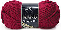 Пряжа Nako Spaghetti 3630 бордовый (нитки для вязания Нако Спагетти) 25% Шерсть, 75% Премиум акрил