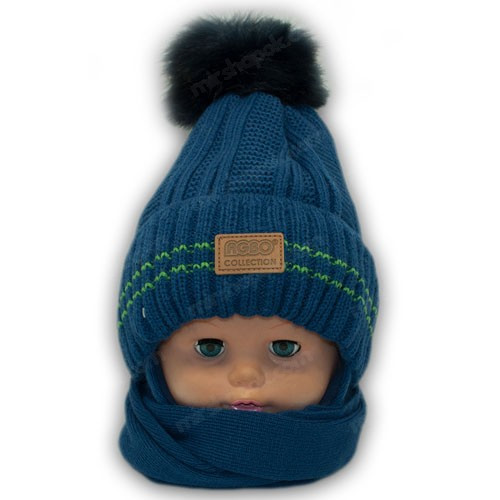 Детский комплект - шапка и шарф для мальчика Детский комплект - шапка и шарф для мальчика