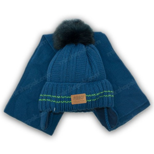 Детский комплект - шапка и шарф для мальчика Детский комплект - шапка и шарф для мальчика