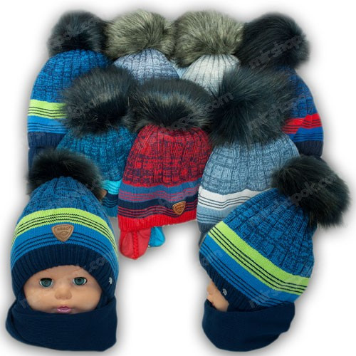 ОПТ Дитячий комплект - шапка і шарф (хомут) для хлопчика, р. 48-50 (5шт/набір)